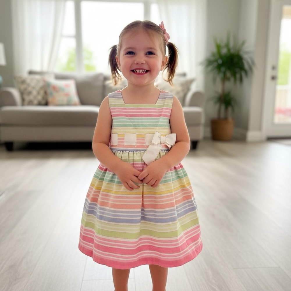 NWT Bonnie Jean Pastel Stripe Party Dress – Size 4/4T